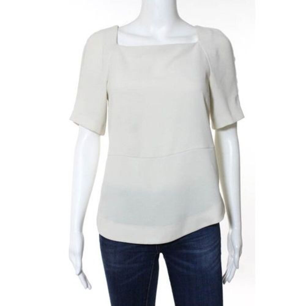 Zara Woman Off White Short Sleeve Blouse Size Extra Small